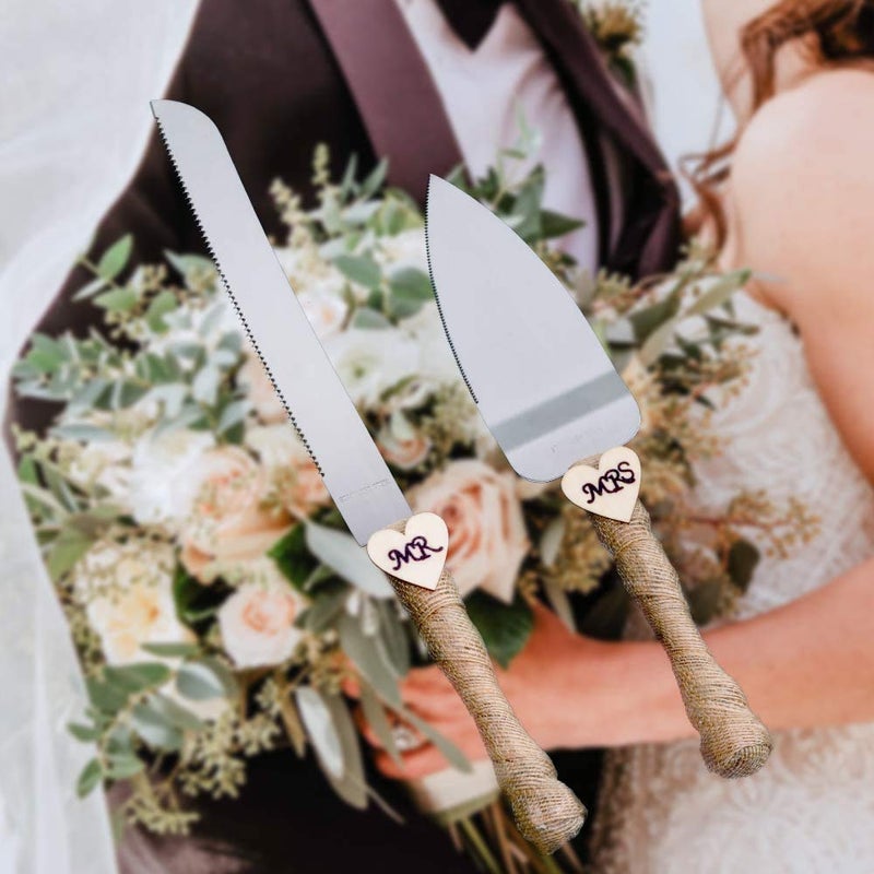 senover MR MRS Wedding Cake Knife and Server Set Pizza Pie Cake Knife Cutter Serveing - Image 4